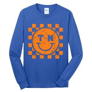 Tennessee Checkered Happy Face Football Season Game Day Tall Long Sleeve T-Shirt