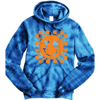 Tennessee Checkered Happy Face Football Season Game Day Tie Dye Hoodie