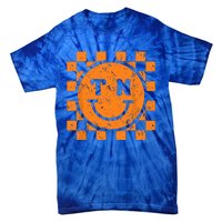 Tennessee Checkered Happy Face Football Season Game Day Tie-Dye T-Shirt