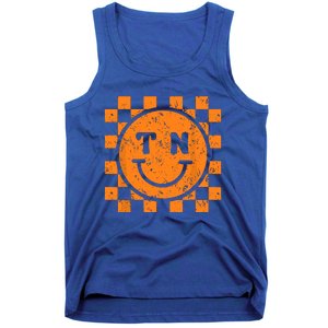 Tennessee Checkered Happy Face Football Season Game Day Tank Top