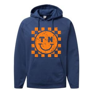 Tennessee Checkered Happy Face Football Season Game Day Performance Fleece Hoodie