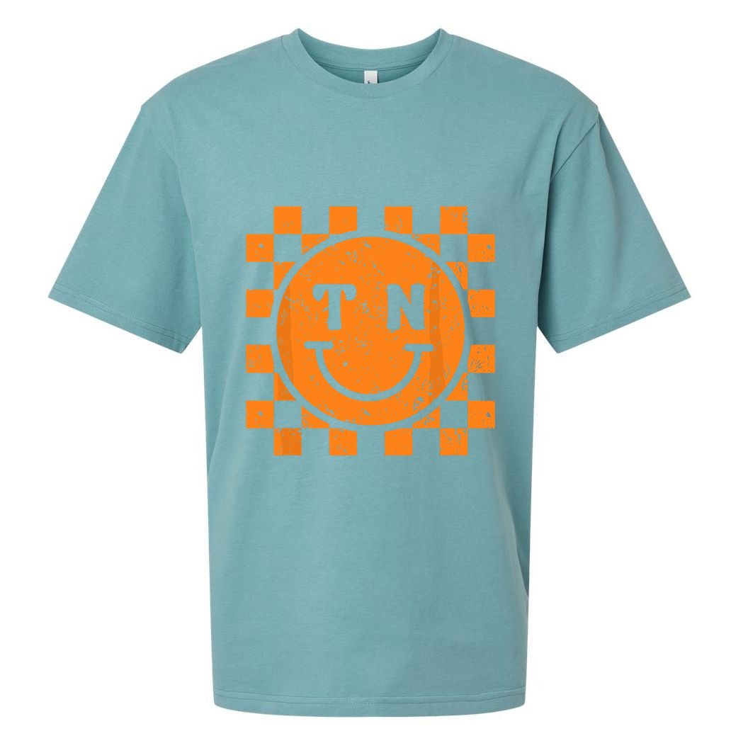 Tennessee Checkered Happy Face Football Season Game Day Sueded Cloud Jersey T-Shirt