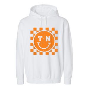 Tennessee Checkered Happy Face Football Season Game Day Garment-Dyed Fleece Hoodie