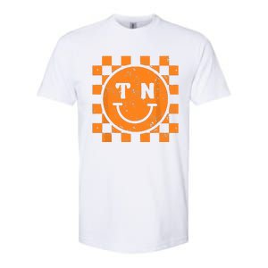 Tennessee Checkered Happy Face Football Season Game Day Softstyle CVC T-Shirt