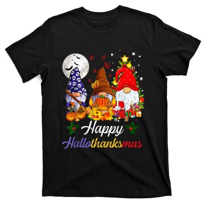 Thanksgiving Christmas Happy Hallothanksmas Gnomes T-Shirt