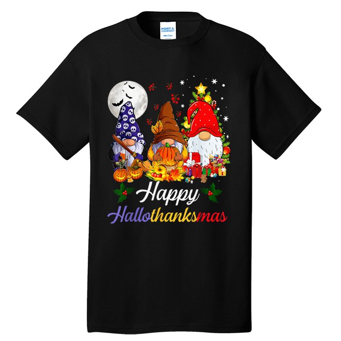 Thanksgiving Christmas Happy Hallothanksmas Gnomes Tall T-Shirt