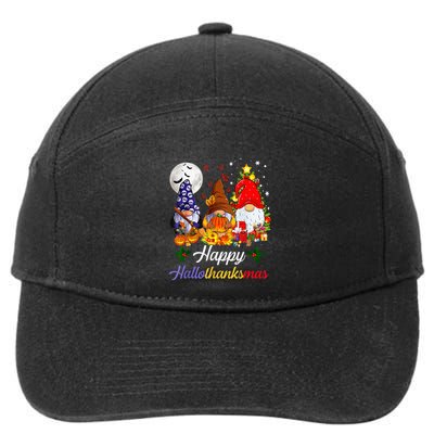Thanksgiving Christmas Happy Hallothanksmas Gnomes 7-Panel Snapback Hat