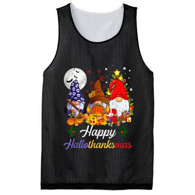 Thanksgiving Christmas Happy Hallothanksmas Gnomes Mesh Reversible Basketball Jersey Tank