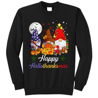 Thanksgiving Christmas Happy Hallothanksmas Gnomes Tall Sweatshirt