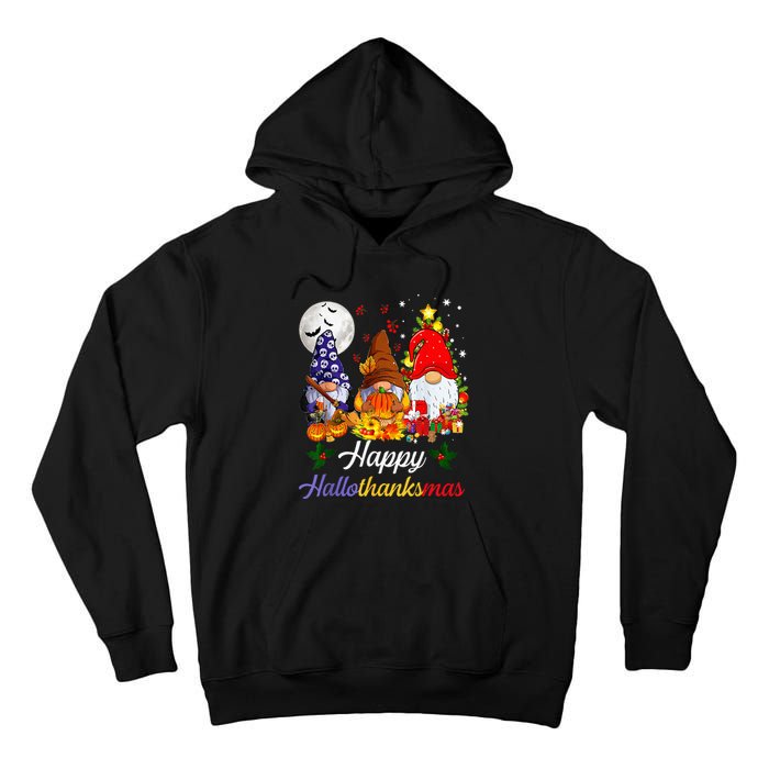 Thanksgiving Christmas Happy Hallothanksmas Gnomes Tall Hoodie