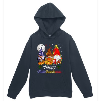 Thanksgiving Christmas Happy Hallothanksmas Gnomes Urban Pullover Hoodie