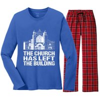 The Church Has Left The Building Inspirational Love God Gift Women's Long Sleeve Flannel Pajama Set 