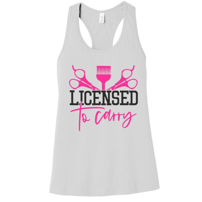 To Carry Hairstylist Cosmetologist Hairdresser Women's Racerback Tank