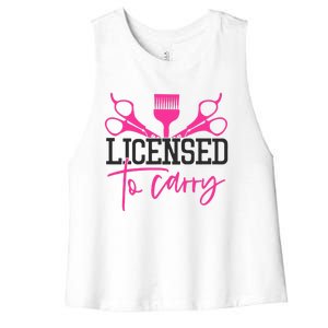 To Carry Hairstylist Cosmetologist Hairdresser Women's Racerback Cropped Tank