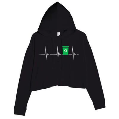 Trash Can Heartbeat EKG Pulse Recycle Logo Earth Day Crop Fleece Hoodie