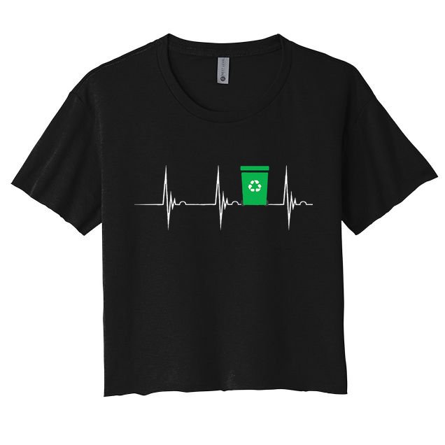 Trash Can Heartbeat EKG Pulse Recycle Logo Earth Day Crop Top