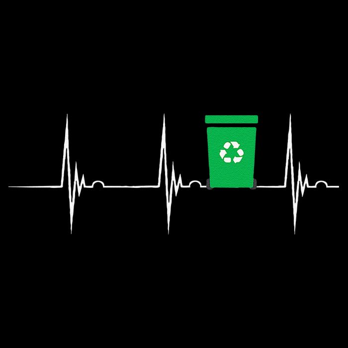 Trash Can Heartbeat EKG Pulse Recycle Logo Earth Day Zip Tote Bag