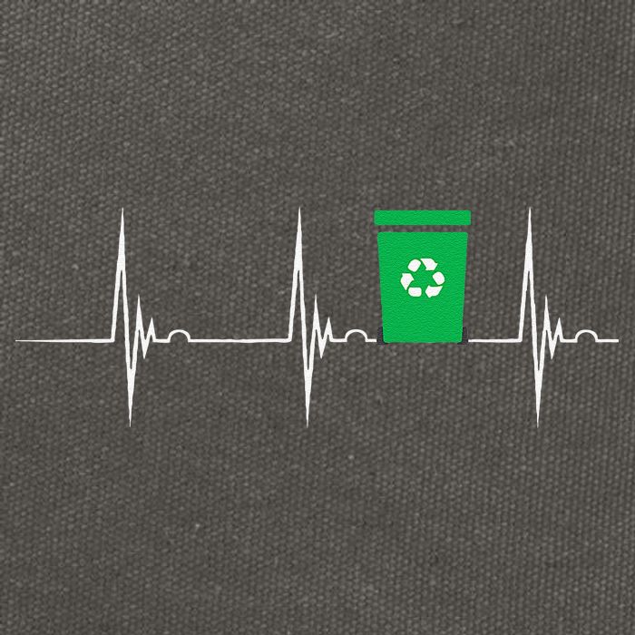 Trash Can Heartbeat EKG Pulse Recycle Logo Earth Day Cotton Canvas Backpack