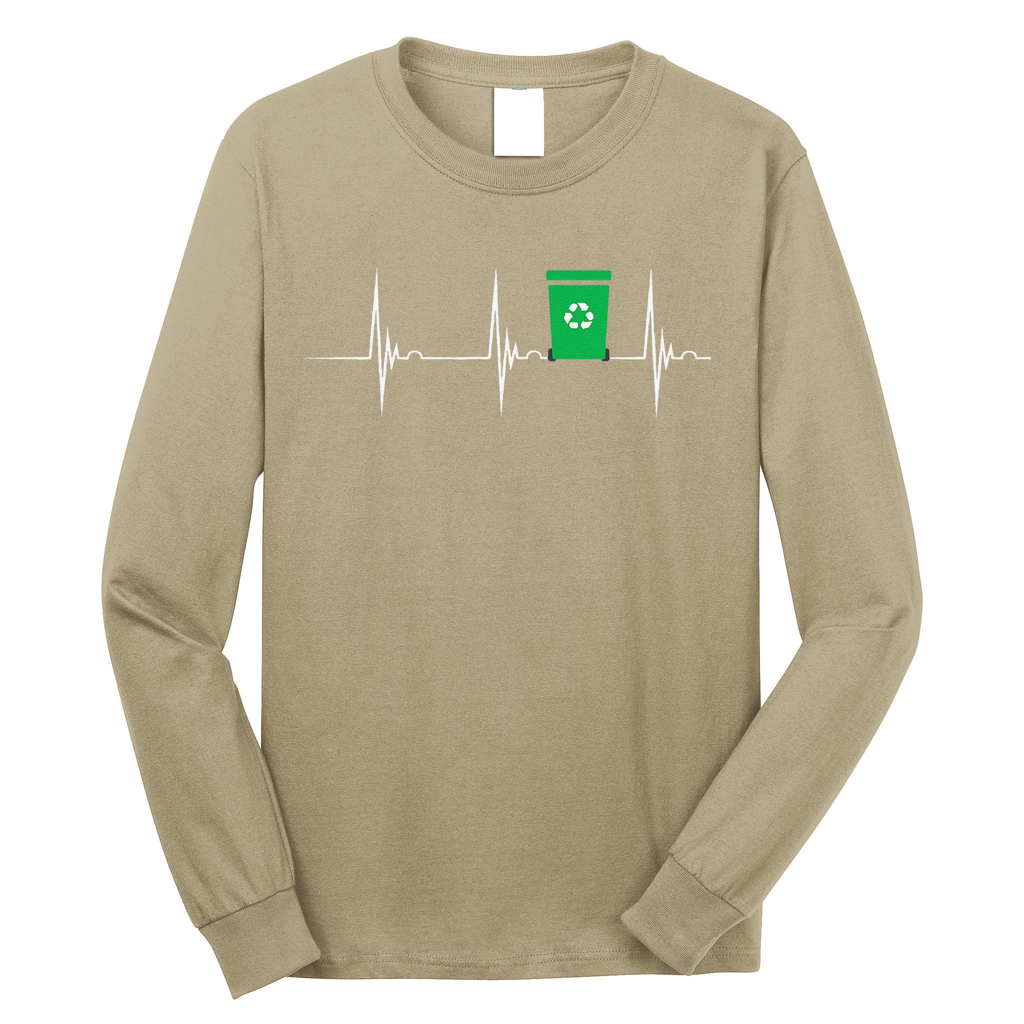 Trash Can Heartbeat EKG Pulse Recycle Logo Earth Day Long Sleeve Shirt
