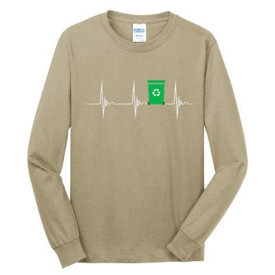Trash Can Heartbeat EKG Pulse Recycle Logo Earth Day Tall Long Sleeve T-Shirt