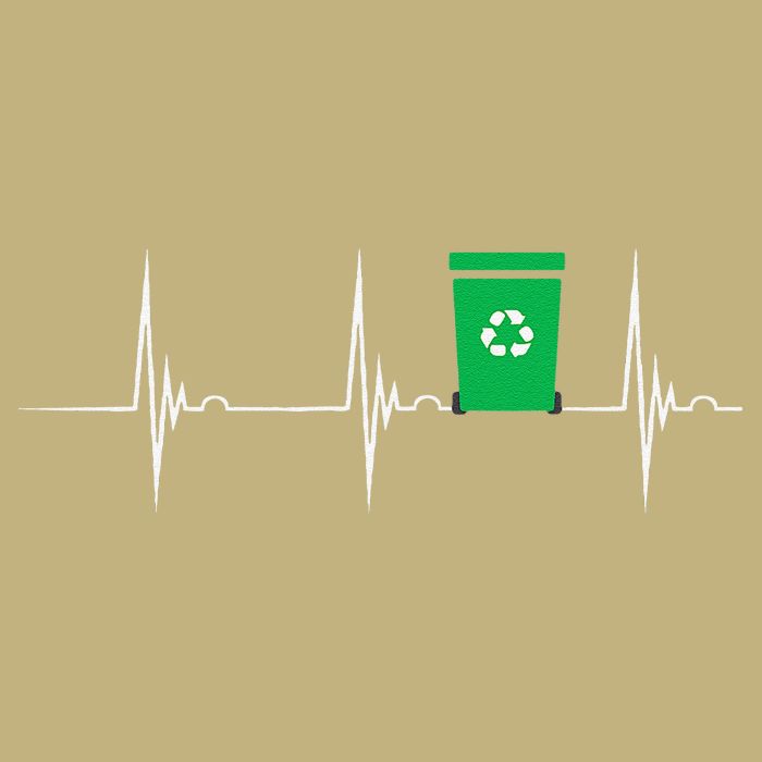 Trash Can Heartbeat EKG Pulse Recycle Logo Earth Day Cooling Performance Long Sleeve Crew