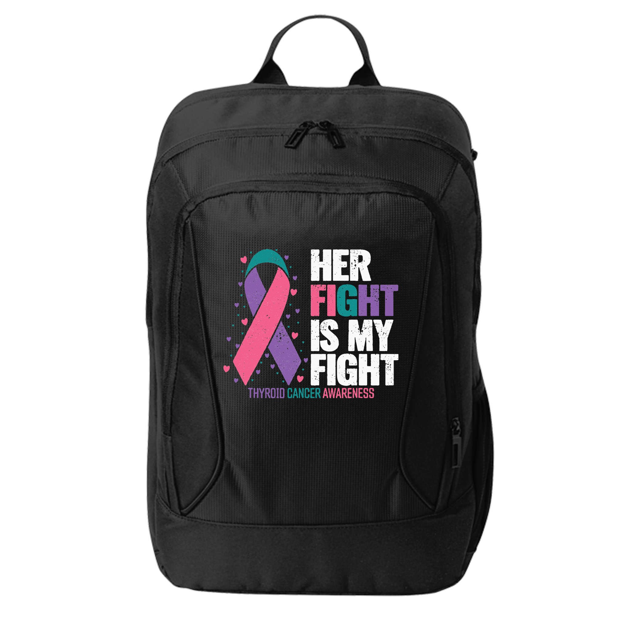 Thyroid Cancer Her Fight My Fight Thyroid Cancer Awareness City Backpack