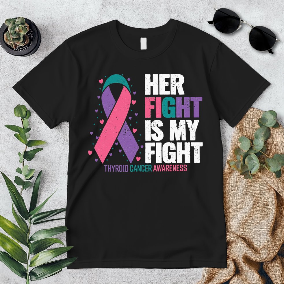 Thyroid Cancer Her Fight My Fight Thyroid Cancer Awareness Premium T-Shirt