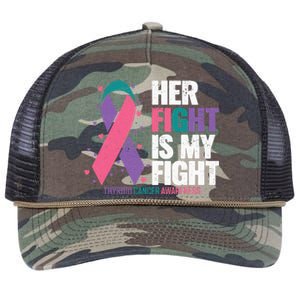 Thyroid Cancer Her Fight My Fight Thyroid Cancer Awareness Retro Rope Trucker Hat Cap