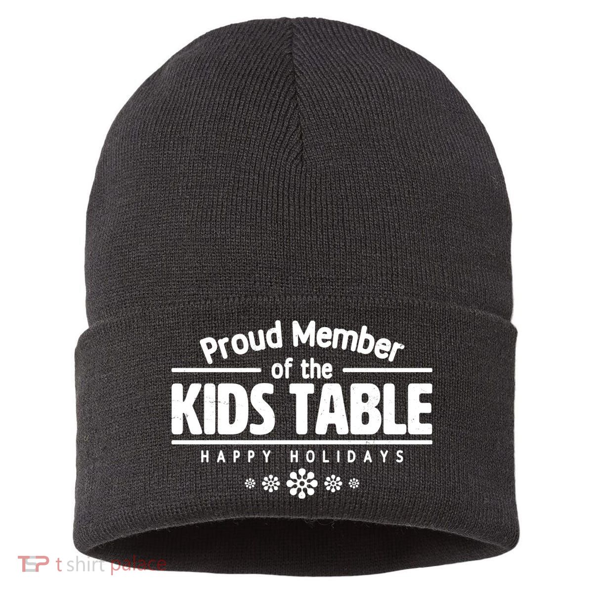 Thanksgiving Christmas Happy Holidays Proud Member Of Dinner Table For Children Sustainable Knit Beanie