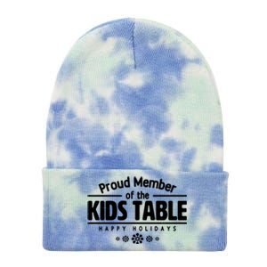 Thanksgiving Christmas Happy Holidays Proud Member Of Dinner Table For Children Tie Dye 12in Knit Beanie