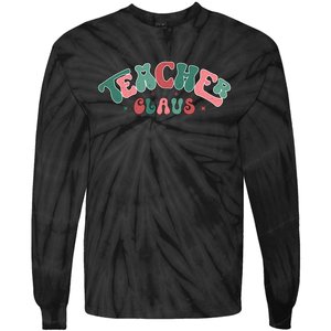 Teacher Claus Holiday Graphic Tie-Dye Long Sleeve Shirt