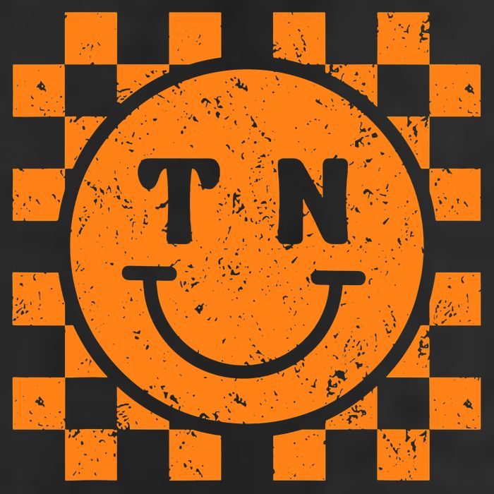 Tennessee Checkered Happy Face Football Season Game Day 7 Panel Mesh Trucker Snapback Hat