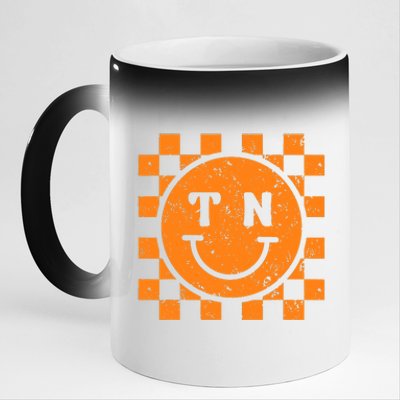 Tennessee Checkered Happy Face Football Season Game Day 11oz Black Color Changing Mug