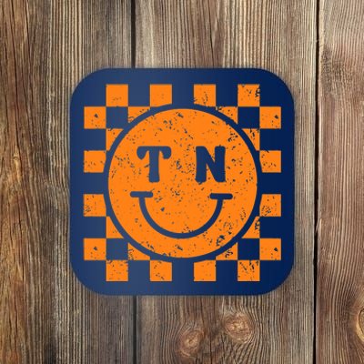 Tennessee Checkered Happy Face Football Season Game Day Coaster