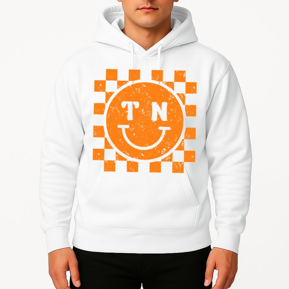 Tennessee Checkered Happy Face Football Season Game Day Hoodie
