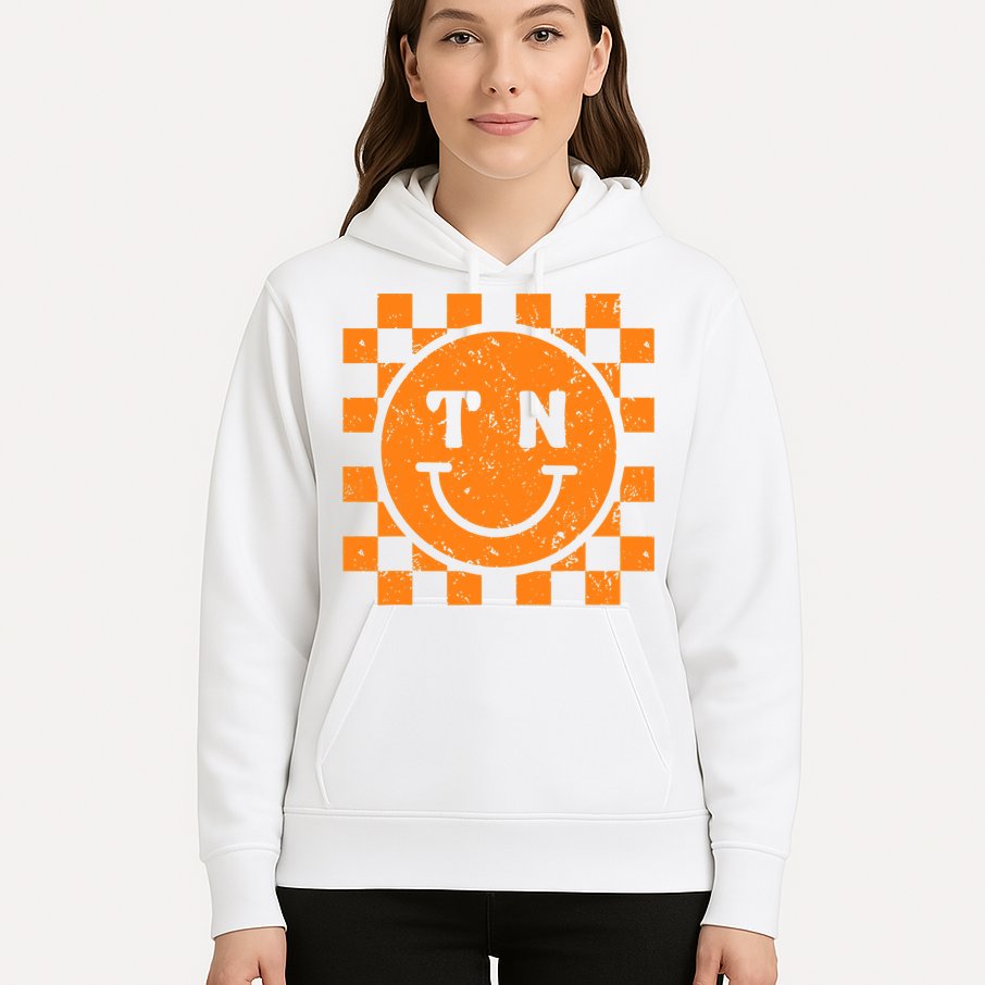 Tennessee Checkered Happy Face Football Season Game Day Hoodie