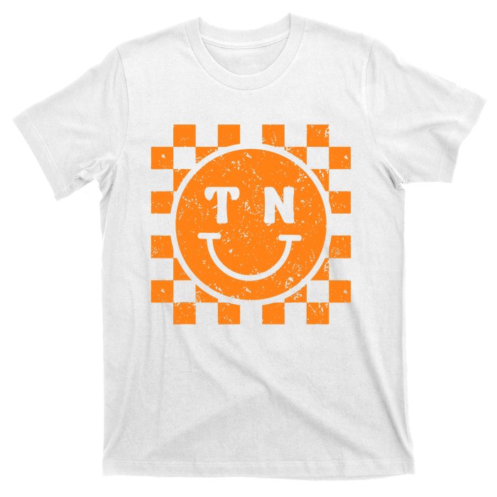 Tennessee Checkered Happy Face Football Season Game Day T-Shirt