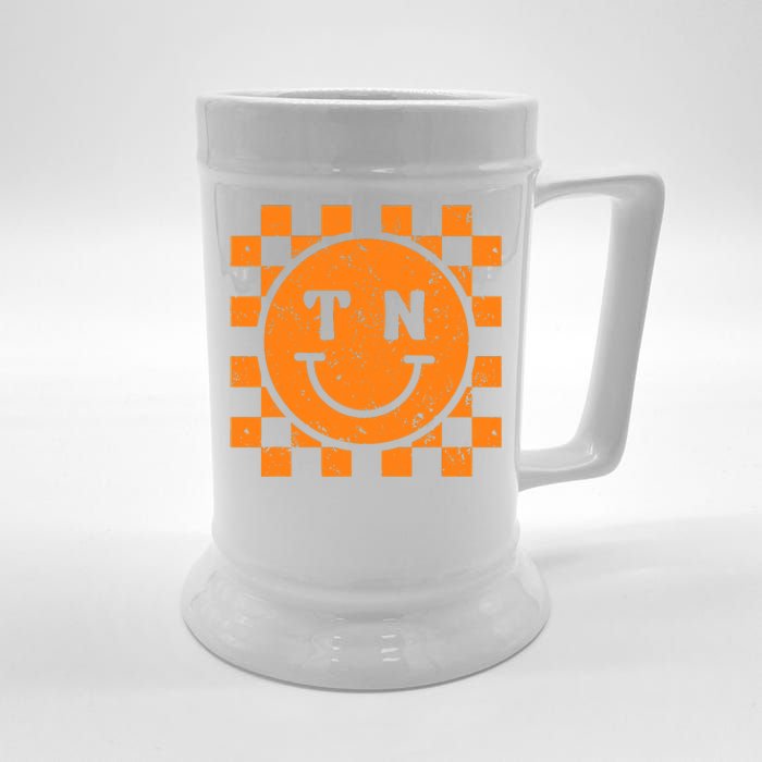 Tennessee Checkered Happy Face Football Season Game Day Beer Stein