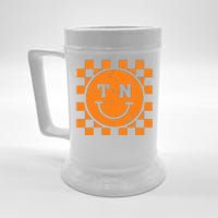 Tennessee Checkered Happy Face Football Season Game Day Beer Stein