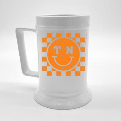 Tennessee Checkered Happy Face Football Season Game Day Beer Stein