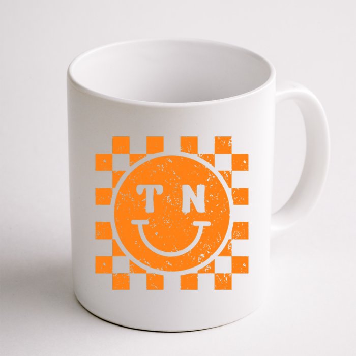 Tennessee Checkered Happy Face Football Season Game Day Coffee Mug