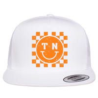 Tennessee Checkered Happy Face Football Season Game Day Flat Bill Trucker Hat