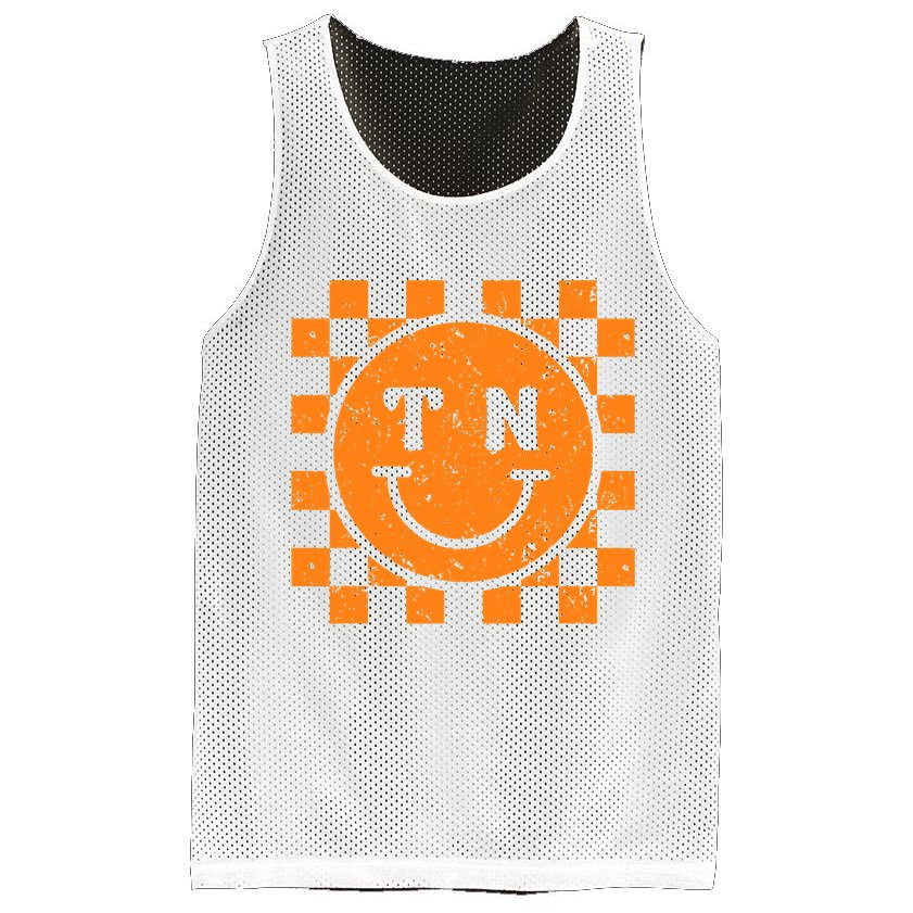 Tennessee Checkered Happy Face Football Season Game Day Mesh Reversible Basketball Jersey Tank