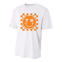 Tennessee Checkered Happy Face Football Season Game Day Youth Performance Sprint T-Shirt