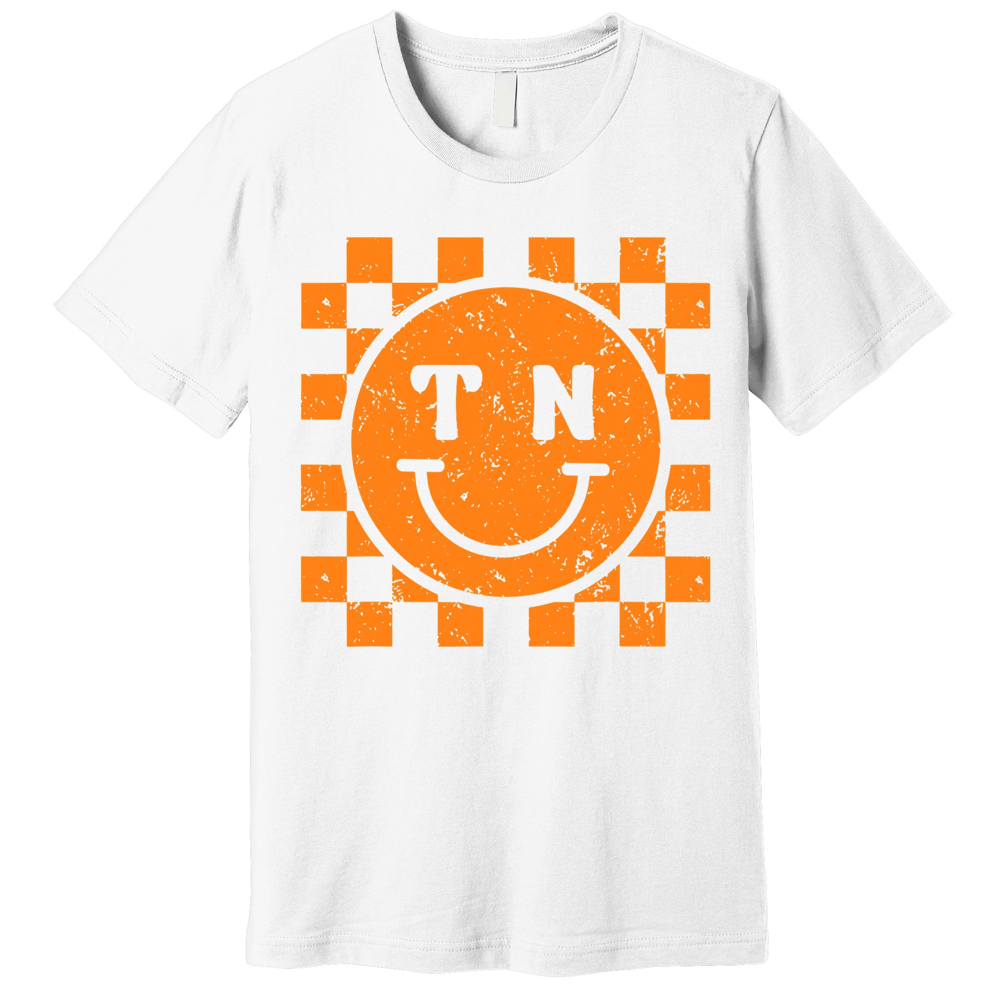 Tennessee Checkered Happy Face Football Season Game Day Premium T-Shirt