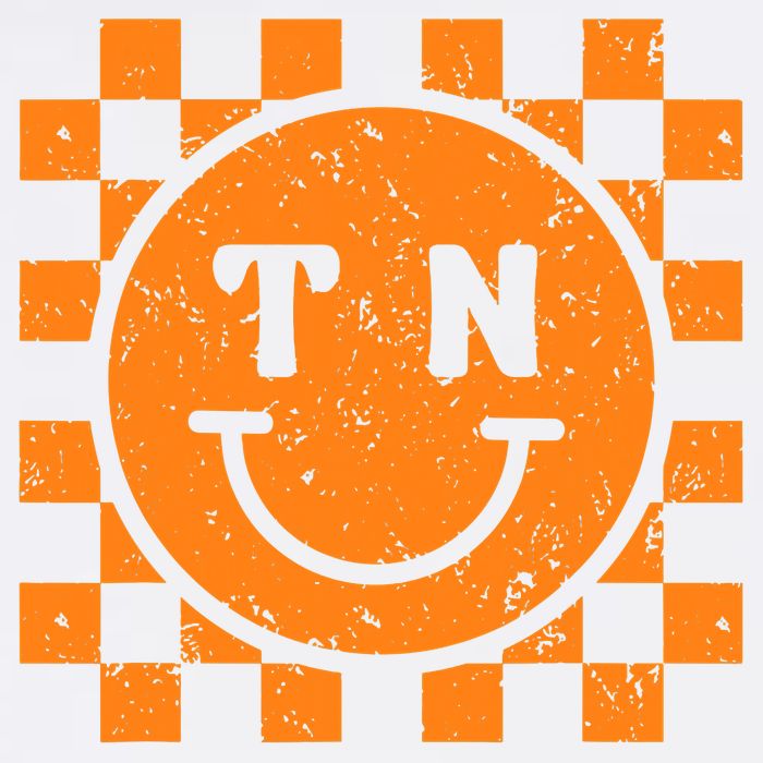 Tennessee Checkered Happy Face Football Season Game Day Baby Bodysuit