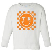 Tennessee Checkered Happy Face Football Season Game Day Toddler Long Sleeve Shirt