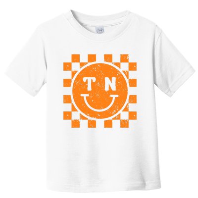 Tennessee Checkered Happy Face Football Season Game Day Toddler T-Shirt