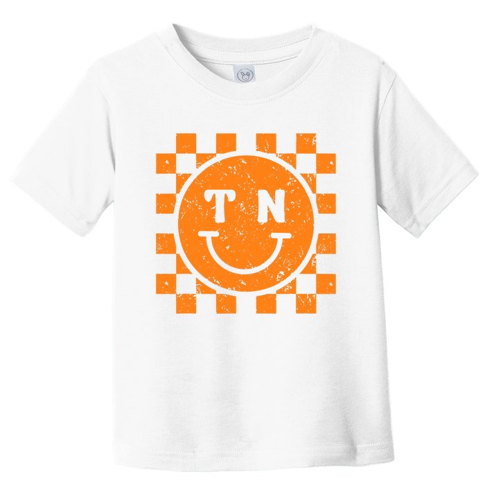 Tennessee Checkered Happy Face Football Season Game Day Toddler T-Shirt