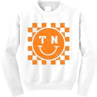 Tennessee Checkered Happy Face Football Season Game Day Kids Sweatshirt